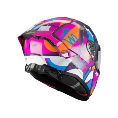 Capacete integral colorido para motociclista com viseira transparente