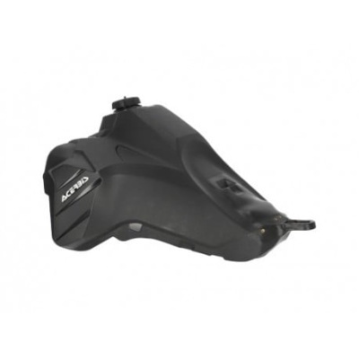 Depósito de combustível preto para motocicleta com tampa e etiqueta Acerbis.
