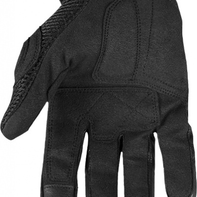 Luva preta com tecido e couro, desenho anatómico