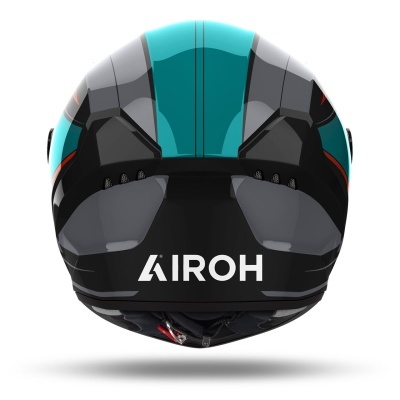 Capacete de motociclismo AIROH preto e azul turquesa com logo