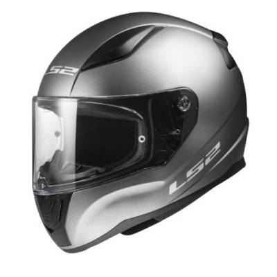 Capacete integral LS2 prateado com viseira transparente
