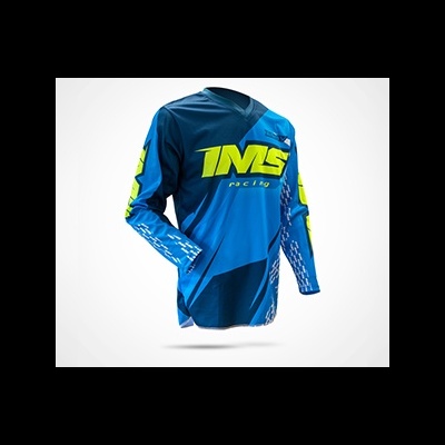 Camisola desportiva azul e preta TMS racing