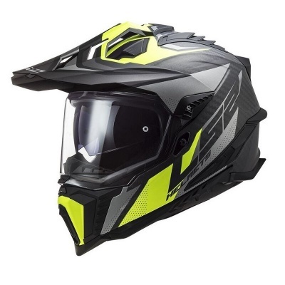 capacete motocross preto com detalhes amarelo fluorescente e cinza