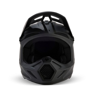 Capacete integral preto fosco frontal com ventilação e interior acolchoado