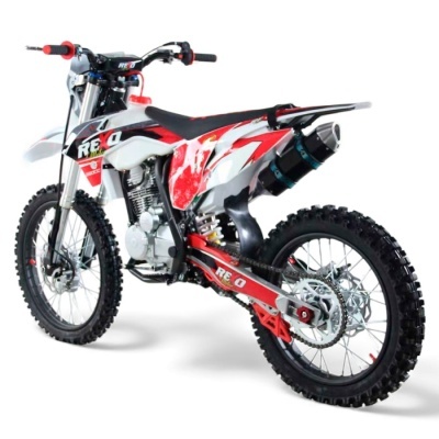 Motocross REXO vermelho, branco e preto vista lateral direita