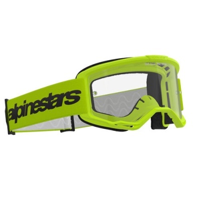 Óculos de proteção amarelo fluorescente Alpinestars com correia elástica preta e amarela