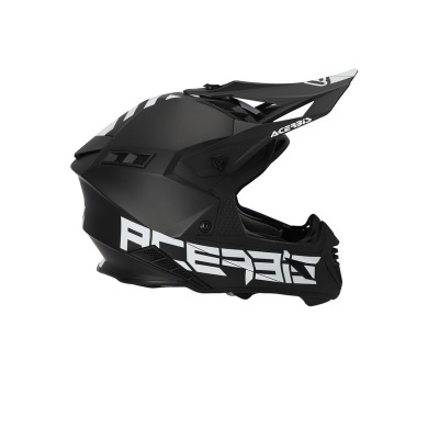 Capacete motocross preto fosco com texto branco Acerbis