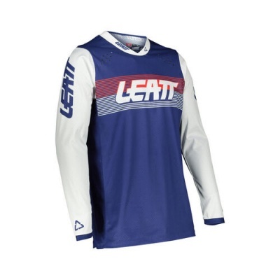 Camisola desportiva de manga comprida azul escuro e branca com logótipo LEATT
