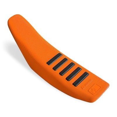 Banco de mota laranja com detalhes pretos