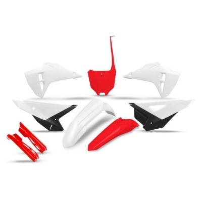 Conjunto de peças plásticas para mota em branco, vermelho e preto