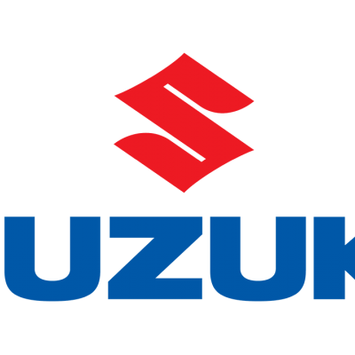 Logótipo da SUZUKI em azul com símbolo vermelho
