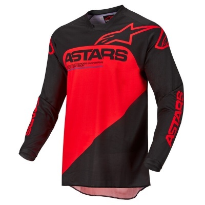 Camisola desportiva preta e vermelha de manga comprida com texto ASTARS