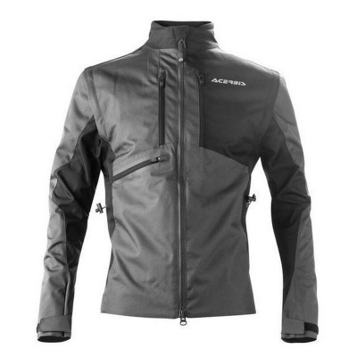 Casaco cinzento e preto com fecho e bolsos, marca ACERBIS no peito