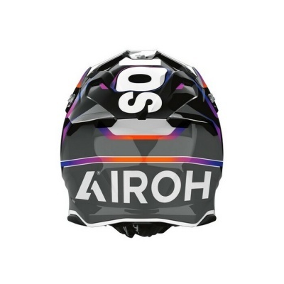 Capacete de mota Airoh preto com detalhes coloridos e texto logo
