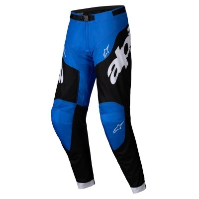 Calças desportivas azuis e pretas com logótipos alpinestars