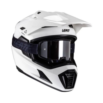 capacete integral branco com viseira preta e faixa elástica