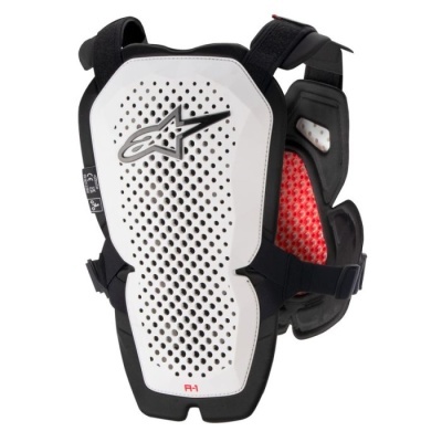 Protetor de costas Alpinestars branco e negro com ventilação e cintas ajustáveis