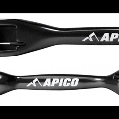 Manetes pretas com texto APICO em fundo branco