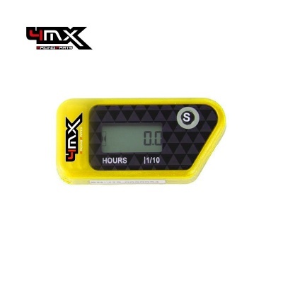 Cronómetro digital amarelo com display LCD e logótipos 4mx