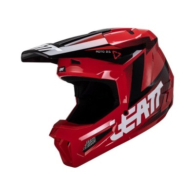 Capacete integral vermelho preto branco com logo LEATT
