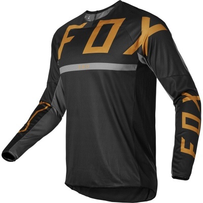 Camisola desportiva preta com estampado FOX em laranja e cinza
