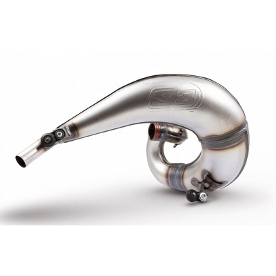 Escape de motocross em metal prateado com logótipo S3