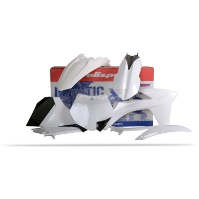 Conjunto de carenagens em plástico branco e preto para mota com caixa de embalagem