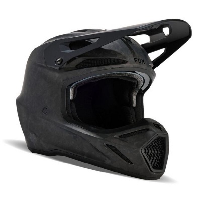 Capacete integral preto mate com viseira e marca FOX