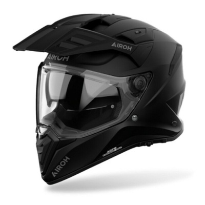 Capacete motocross preto mate Airoh com viseira transparente