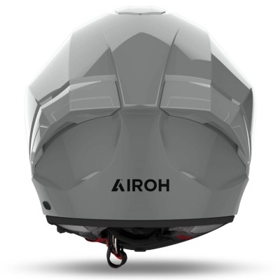 Capacete cinza para mota da marca AIROH visto de trás