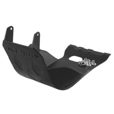 Protetor de cárter em plástico preto com parafusos e anilhas