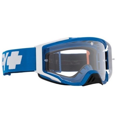 Óculos de proteção desportivos com lente transparente e cinta azul com cruz branca