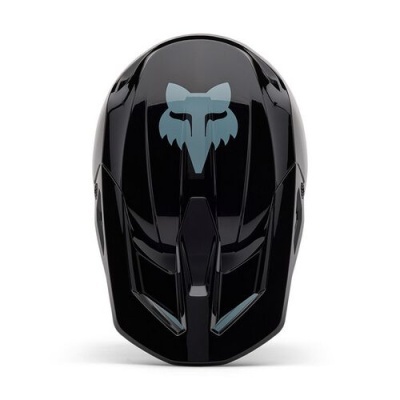 Capacete preto com logótipo de lobo azul claro