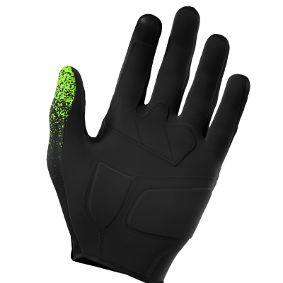 Luva desportiva preta com ponta do polegar verde