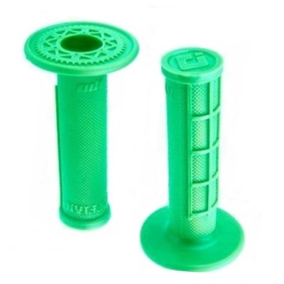 Punhos para guiador verdes com textura antiderrapante e flange circular