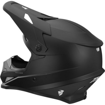 Capacete motocross preto mate integral com aba e ventilação
