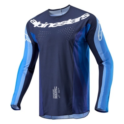 Camisola de motocross azul com logotipo Alpinestars branco