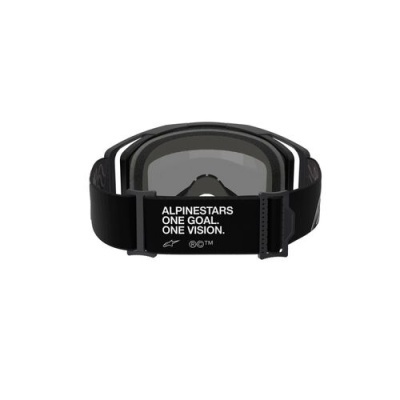 Óculos de proteção desportivos Alpinestars com fita elástica preta e lente cinza translúcida