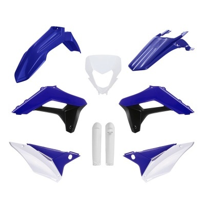 Peças de plástico para motocicleta em azul, branco e preto