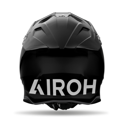 Capacete integral preto com logo AIROH na parte de trás