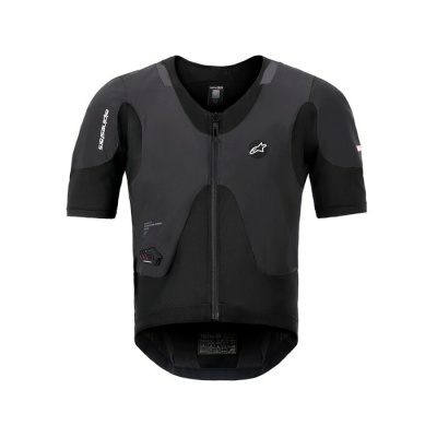 T-shirt técnica preta Alpinestars com fecho e mangas curtas