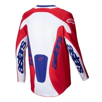 Camisola desportiva vermelha, branca e azul com logo alpinestars