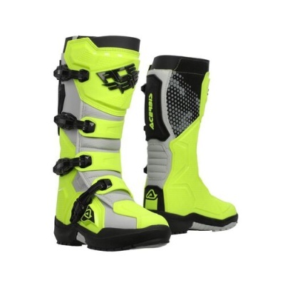 Botas altas amarelo fluorescente e cinzento para motociclismo