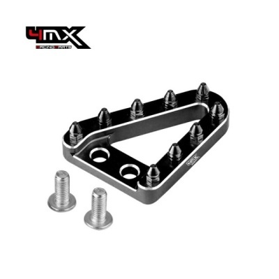 Peça de moto 4MX preta com pontos de fixação e parafusos