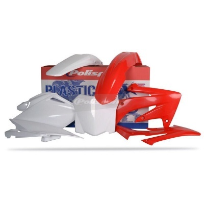 Peças plásticas vermelhas e brancas para motocicleta com caixa 'Polisport PLASTIC'