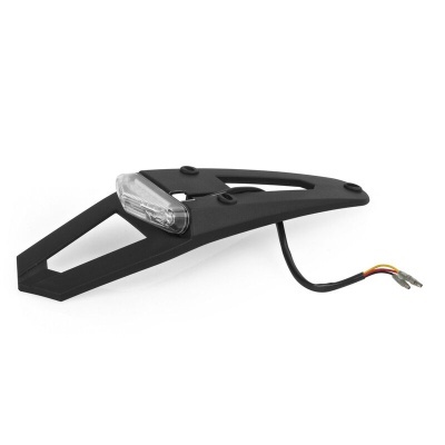 Suporte traseiro preto para bicicleta com luz integrada e cabos elétricos