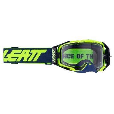 Óculos de motocross com cinta elástica preta e verde e lente transparente