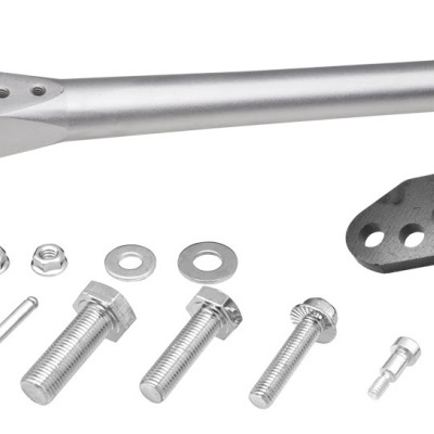 Conjunto de peças metálicas para montagem com barra, mola e suporte preto