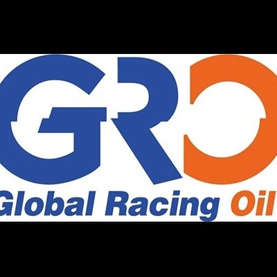 Logótipo Global Racing Oil em azul e laranja