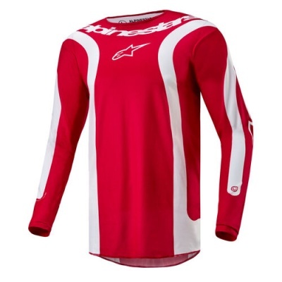 Camisola desportiva de motocross vermelha e branca com logo Alpinestars